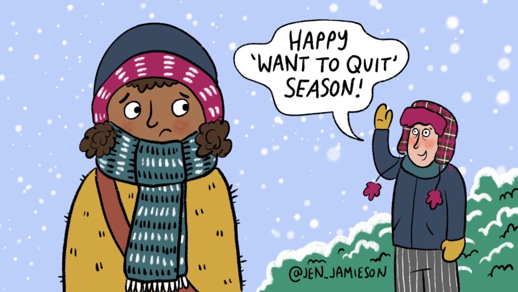 Illustration of teacher who wants to quit every January