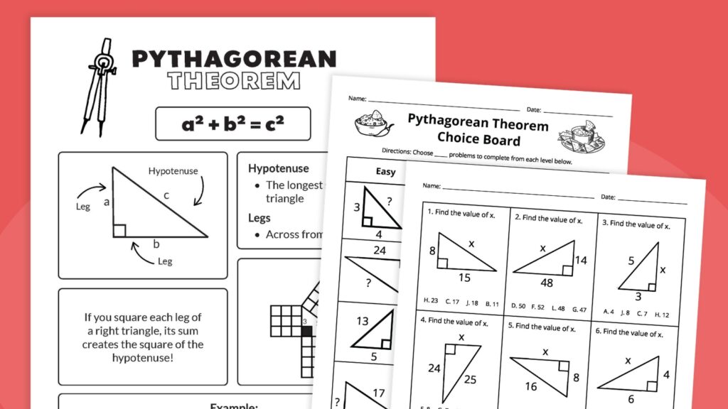 Printable Pythagorean Theorem Worksheet Bundle