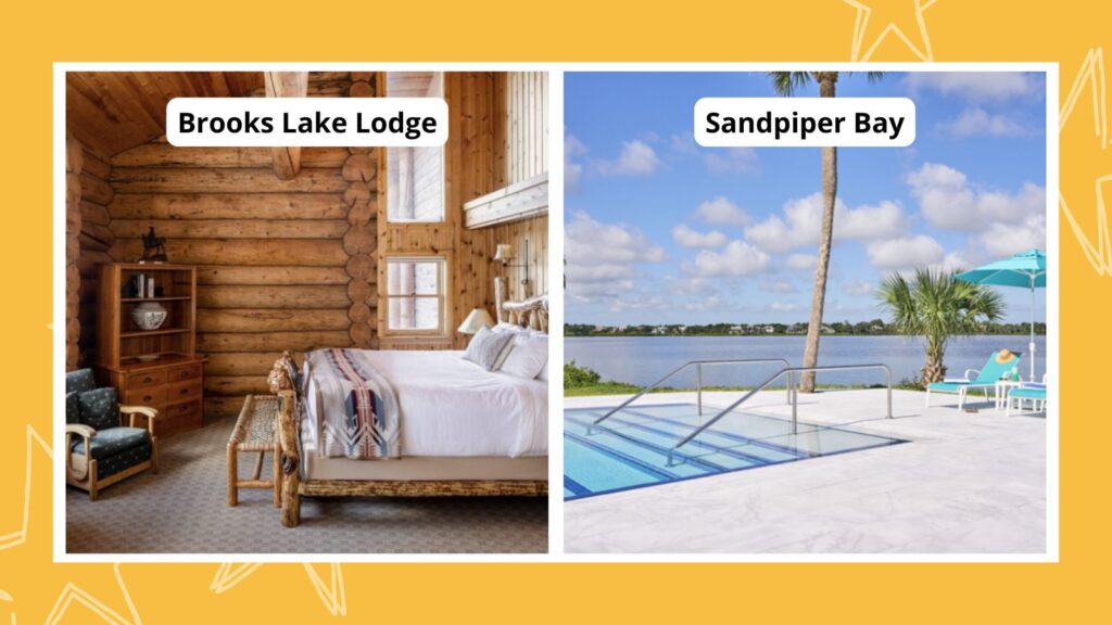 Paired photos of all-inclusive spring break destinations for teachers