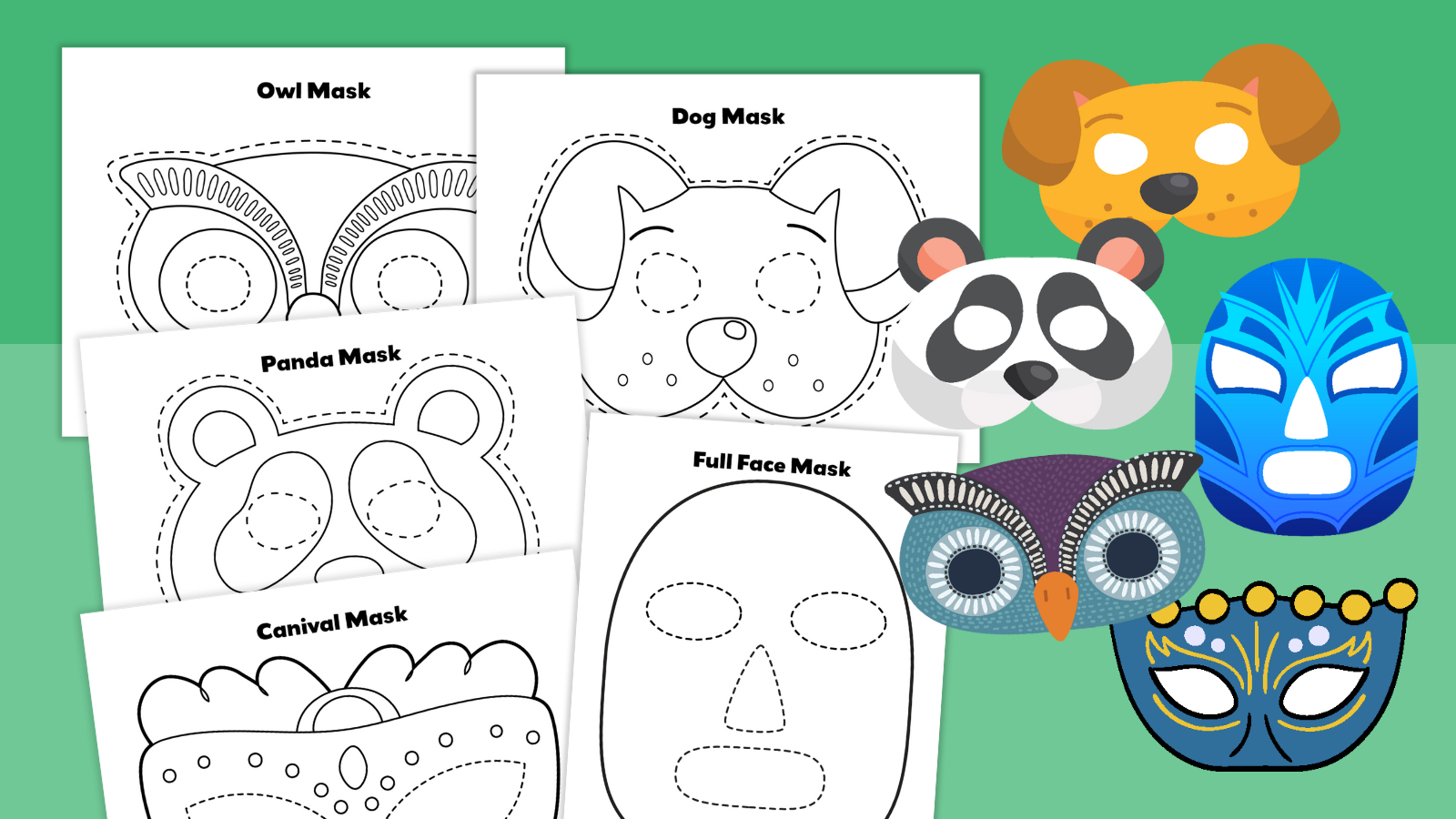 Printable worksheets with templates for DIY masks