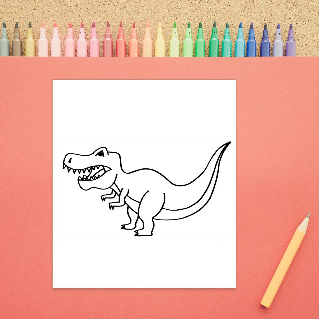 The outline of a tyrannosaurus rex is shown.