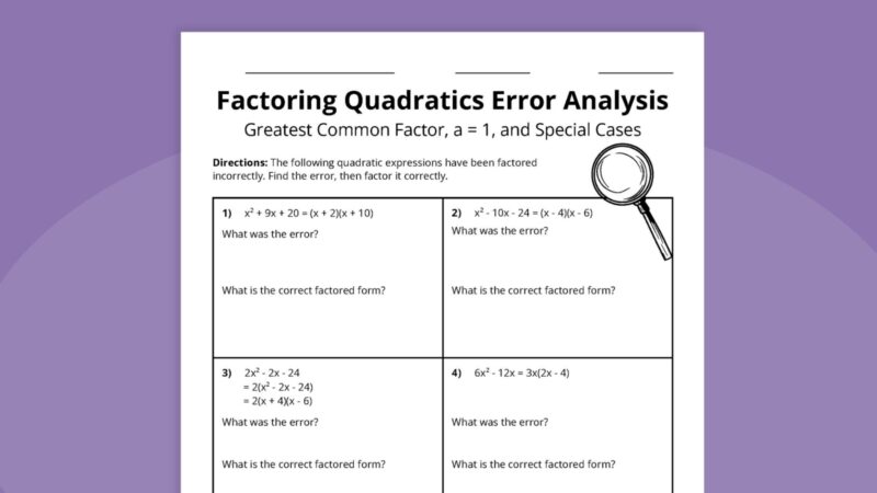 Factoring Quadratics Error Analysis
