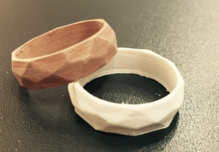 3d printed white and brown rings