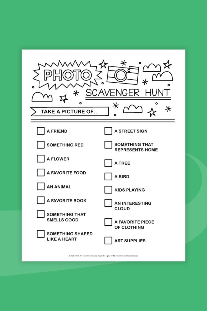 Photo Scavenger Hunt free printable