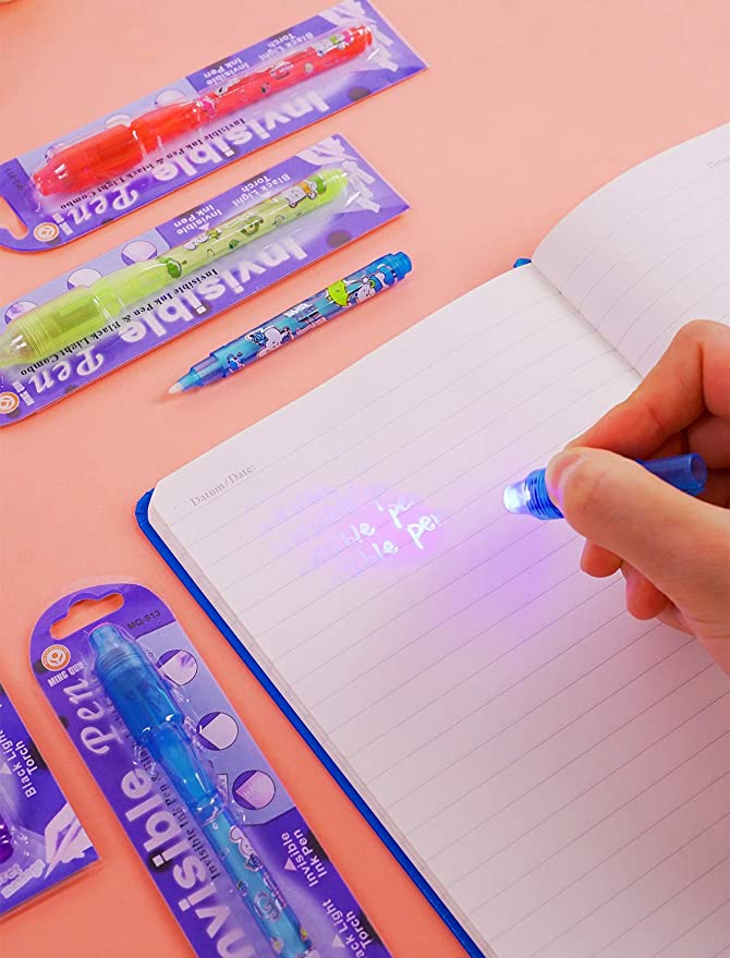 Invisible Ink Pens Student writing in notebook with invisible ink pen