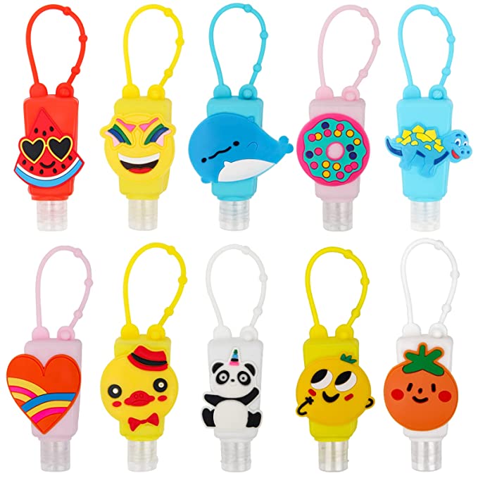 hand-sanitizer-bottles Whimsical refillable hand sanitizer bottles in the shape of a whale, a donut, a panda and more as an example of inexpensive gift ideas for students