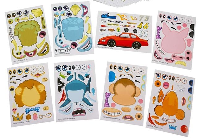 face-stickers Sticker sets with blank faces and stick on parts like eyes, nose, hair, etc