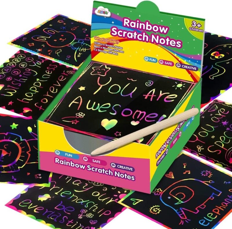 rainbow-scratch-notes Magic scrap notes in a colorful box