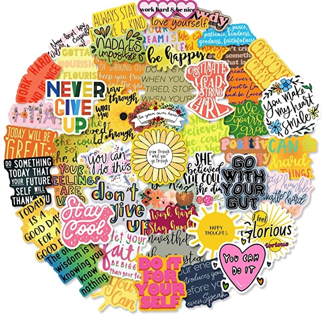 motivational-stickers Colorful vinyl stickers for teens as an example of inexpensive gift ideas for students