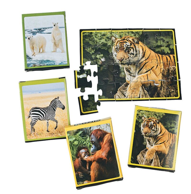 animal-puzzles Assorted wildlife puzzles, such as zebra, lion, monkey, tiger, and polar bear as an example of inexpensive gift ideas for students