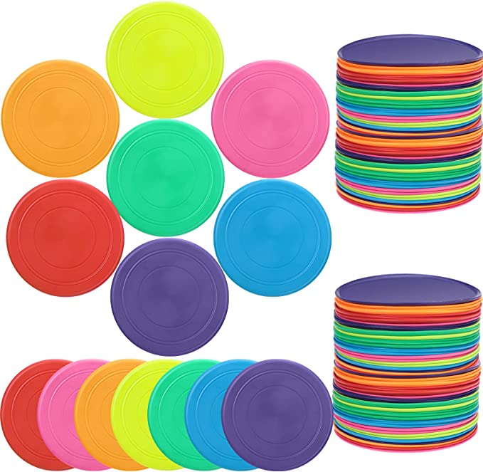 throwing-discs Stacks of colorful throwing discs