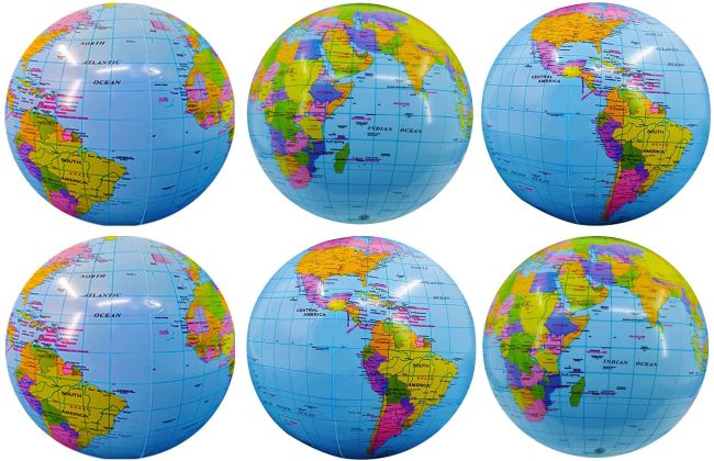 globe-beach-balls A set of six beach balls that look like globes (Inexpensive Gift Ideas for Students)