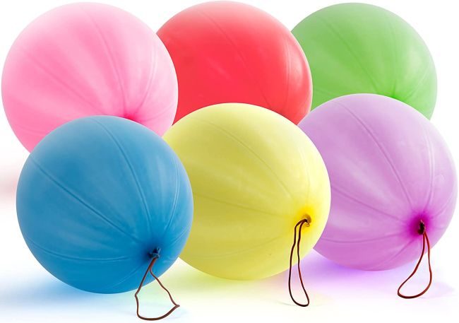 punch-balloons Colorful punch balloons in pink, blue, green, and more as an example of inexpensive gift ideas for students