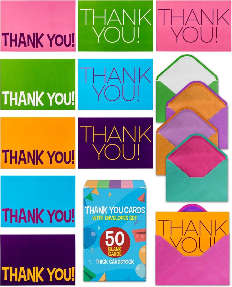 thank-you-cards An assortment of colorful thank you cards as an example of inexpensive gift ideas for students