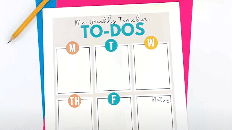 Free weekly teacher to-do printables