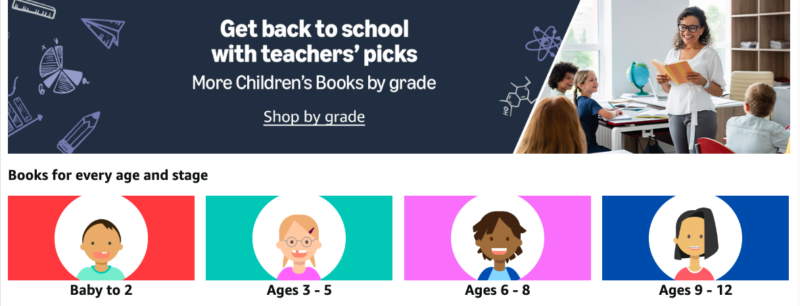 kids-ebooks Amazon screen for children's e-books