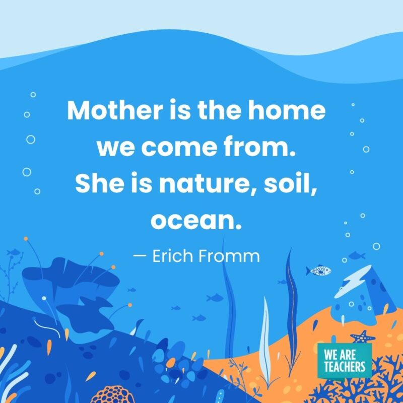 Mother is the home we come from. She is nature, soil, ocean. — Erich Fromm Mother is the home we come from.
She is nature, soil, ocean. — Erich Fromm