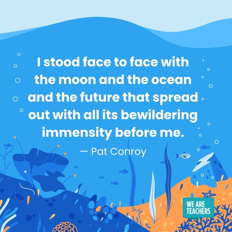 I stood face to face with the moon and the ocean and the future that spread out with all its bewildering immensity before me. — Pat Conroy I stood face to face with the moon and the ocean and the future that spread out with all its bewildering immensity before me. — Pat Conroy