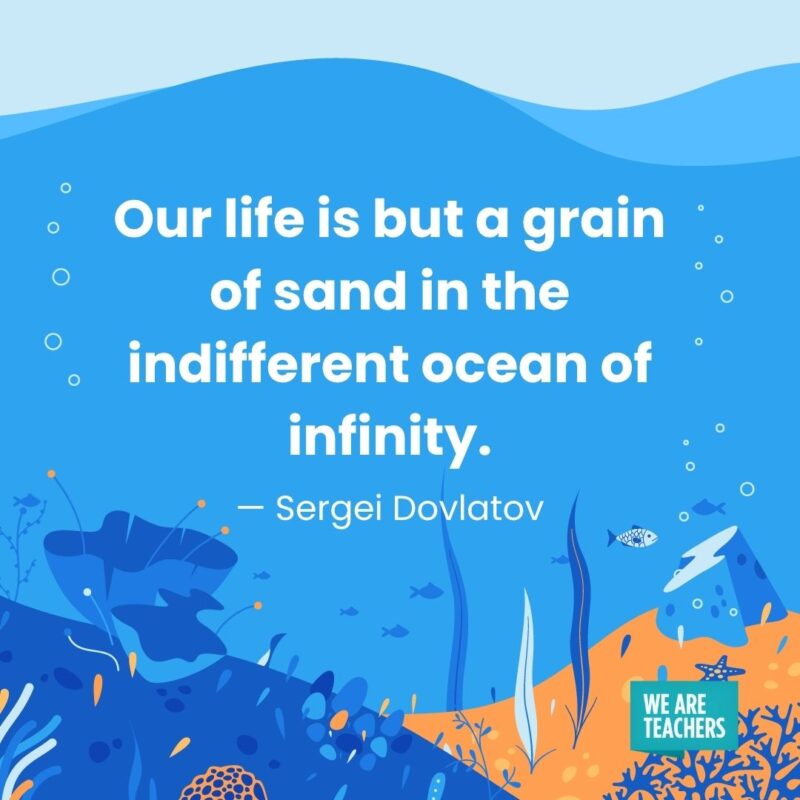 Our life is but a grain of sand in the indifferent ocean of infinity. — Sergei Dovlatov Our life is but a grain of sand in the indifferent ocean of infinity. — Sergei Dovlatov