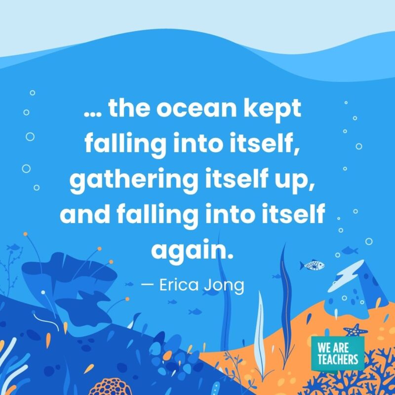 … the ocean kept falling into itself, gathering itself up, and falling into itself again. — Erica Jong … the ocean kept falling into itself, gathering itself up, and falling into itself again. — Erica Jong