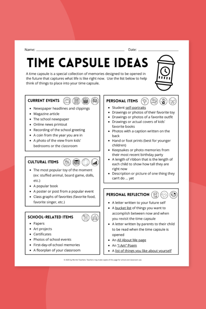 Time Capsule Ideas (Free Printable)
