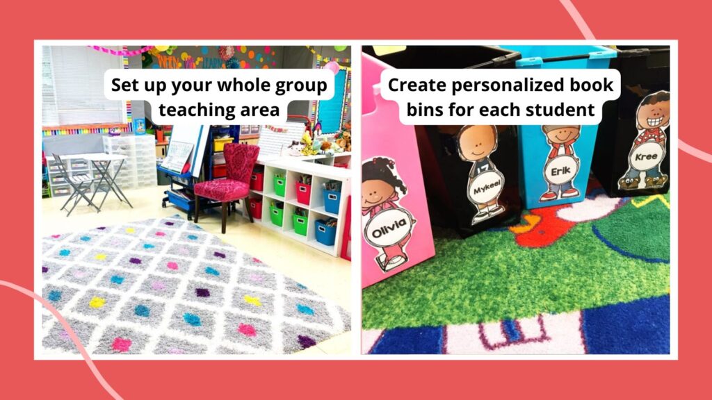 Two colorfully decorated kindergarten classrooms.