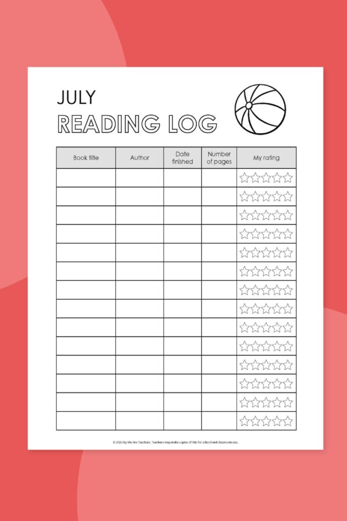 July reading log July reading log