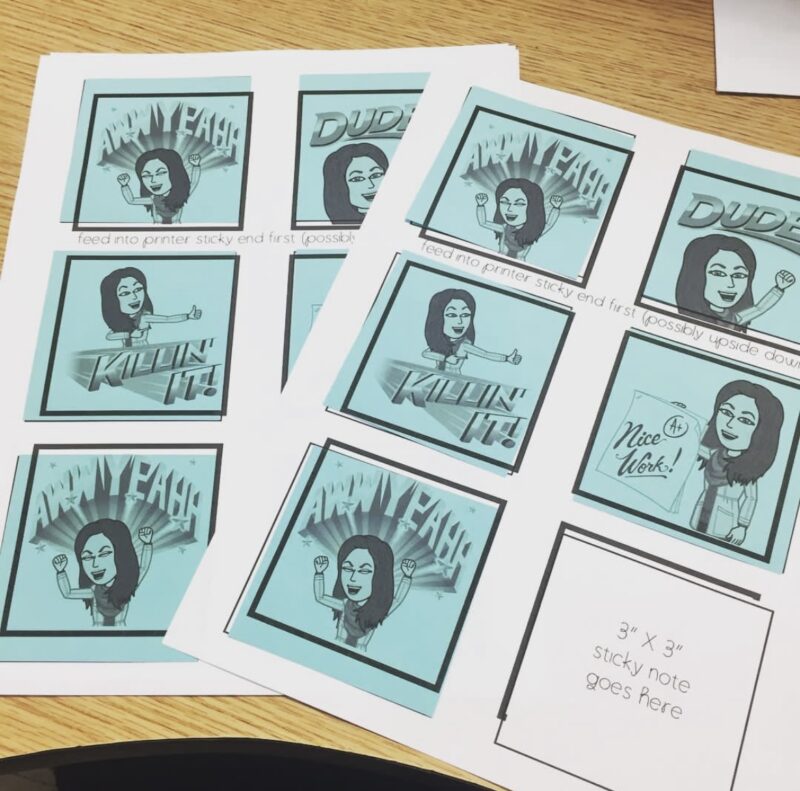 sticky notes light blue sticky notes with images on them