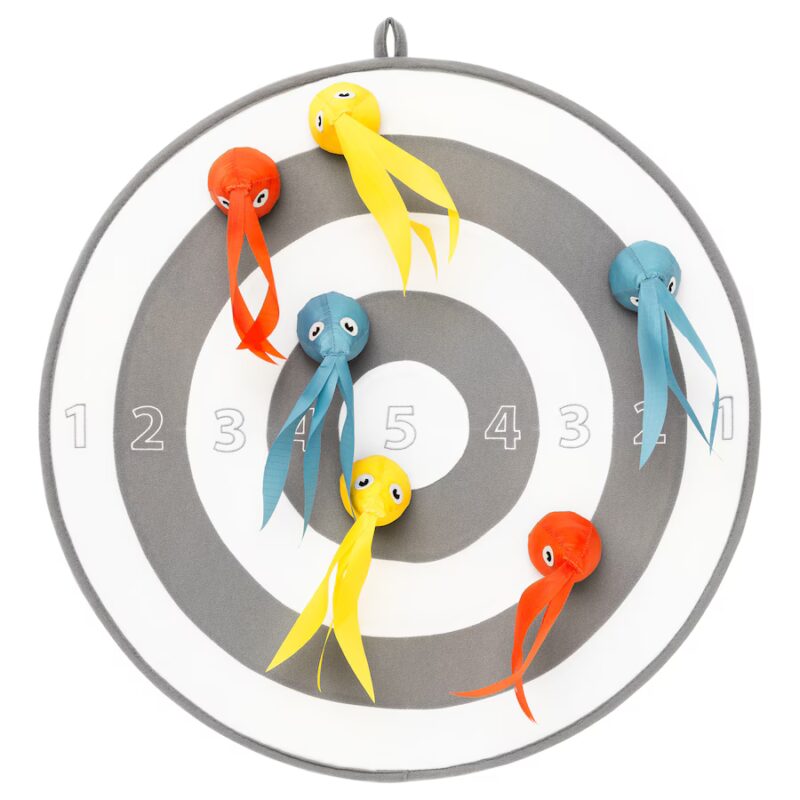 Ikea classroom ideas: soft darts game with a bullseye and plush darts