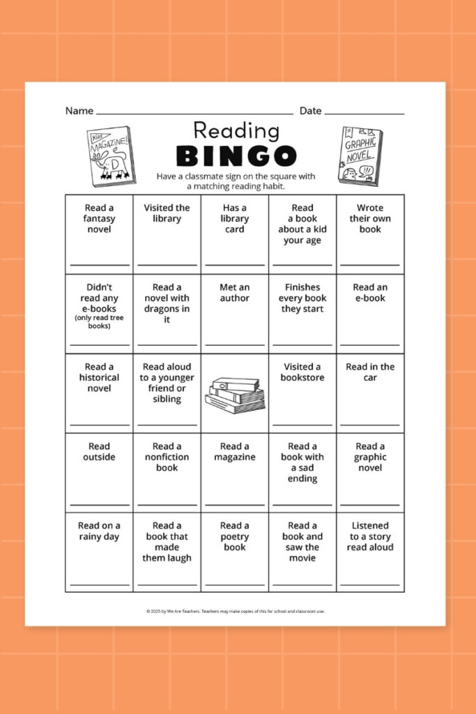 Reading BINGO card