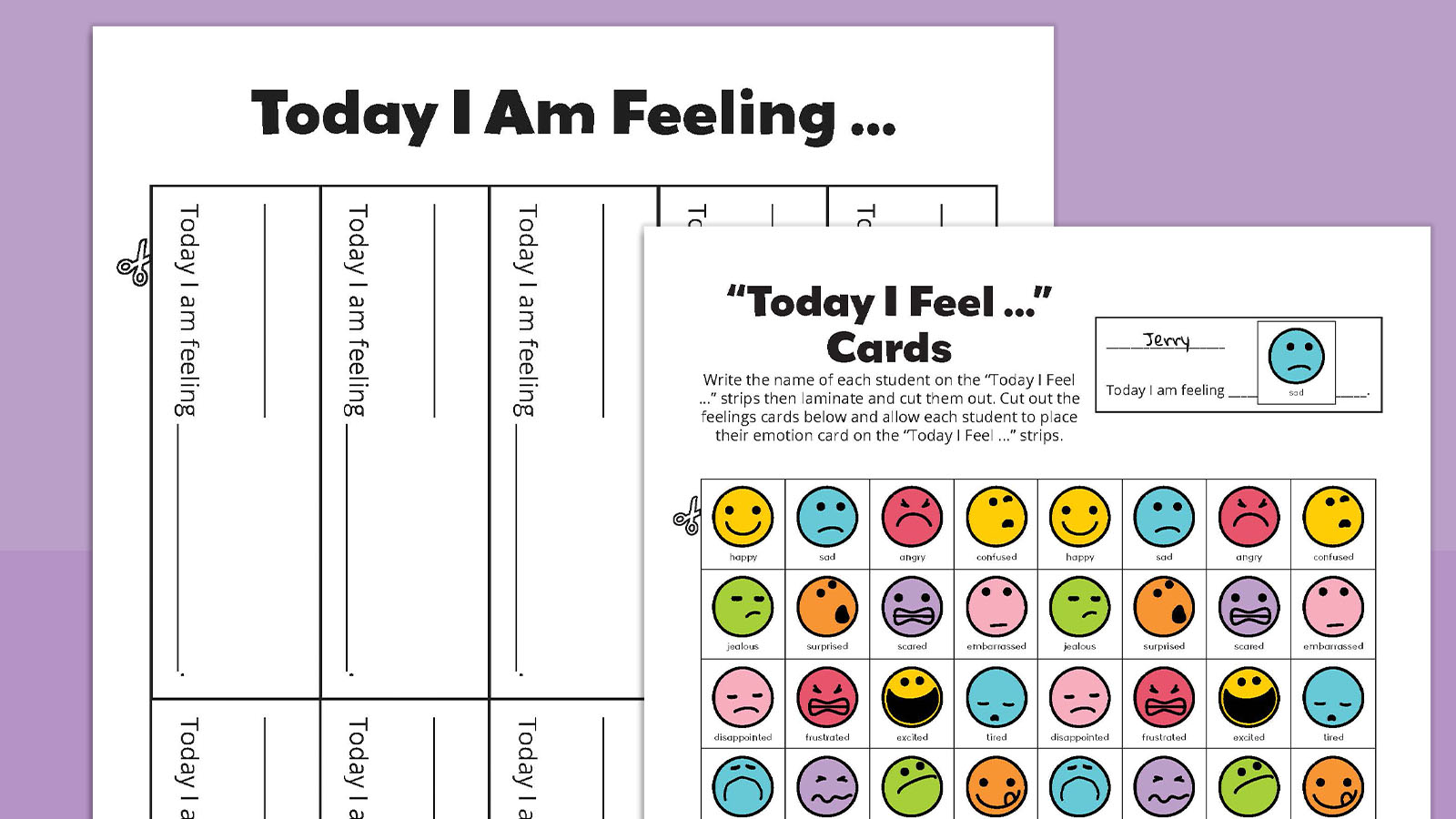 feelings-bundle printables with today I feel sheets and feeling faces