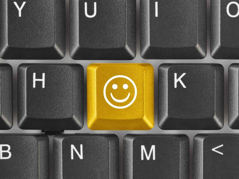 Picture Prompts: New Key Computer keyboard with smile key in place of the J key
