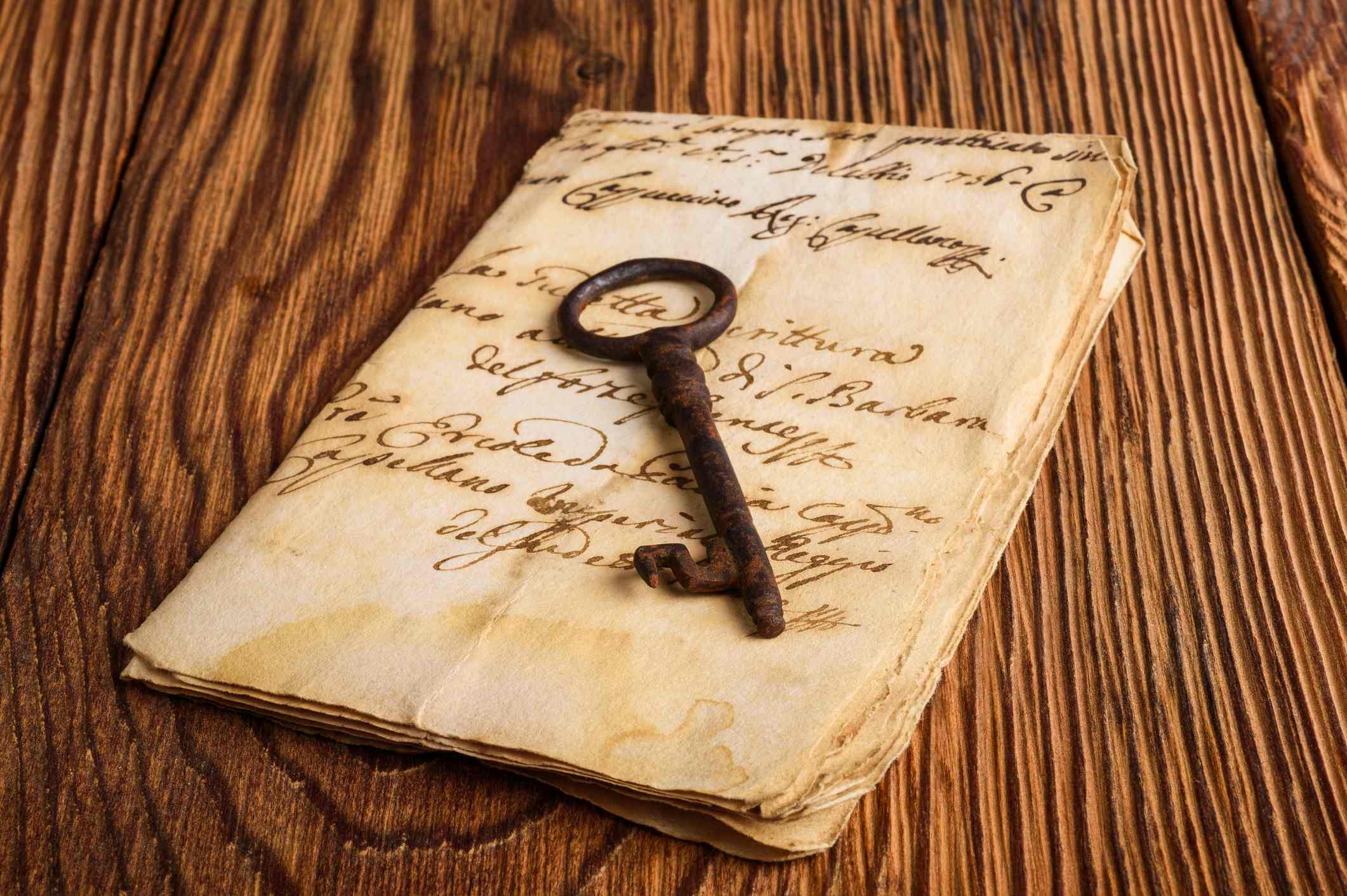 Picture Writing Prompts: The Key Old key sits on an old folded letter