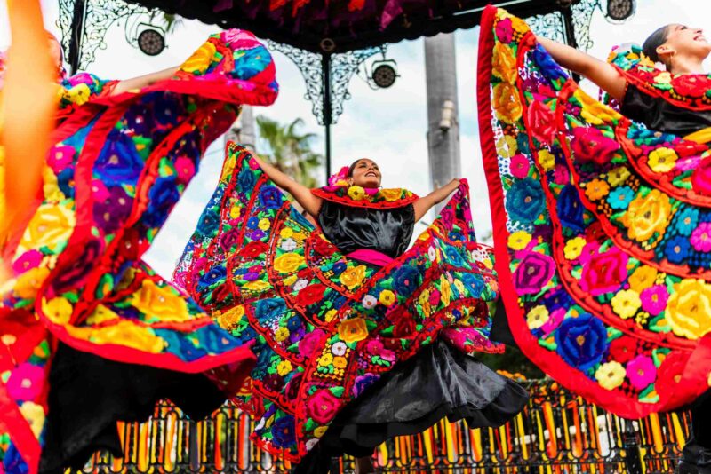 Picture Prompts: Festival Joy Young chiapanecas (traditional mexican dancers) dancing outdoors