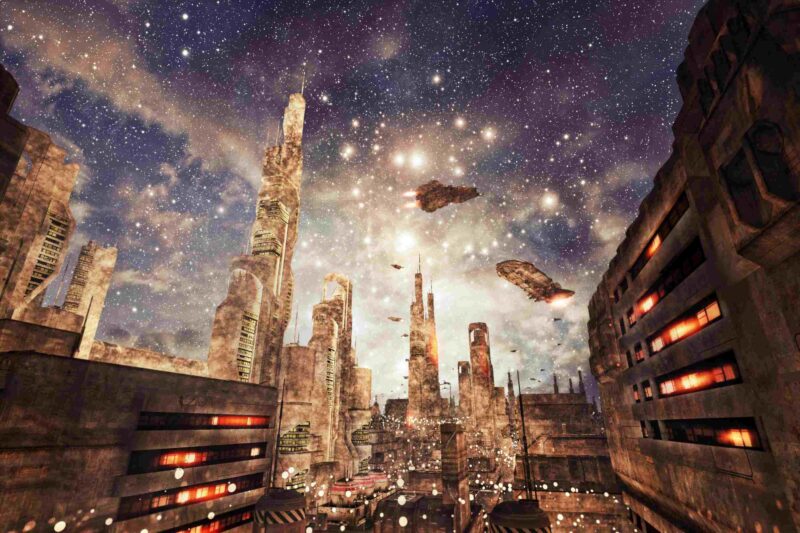 Picture Prompt: City of the Future A futuristic city scene against a starry sky