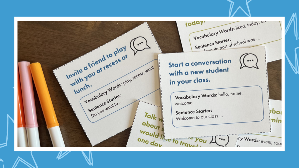 Photo of several social scenario task cards