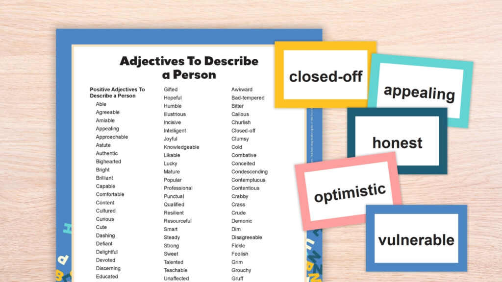 Adjectives to Describe a Person Word List Feature