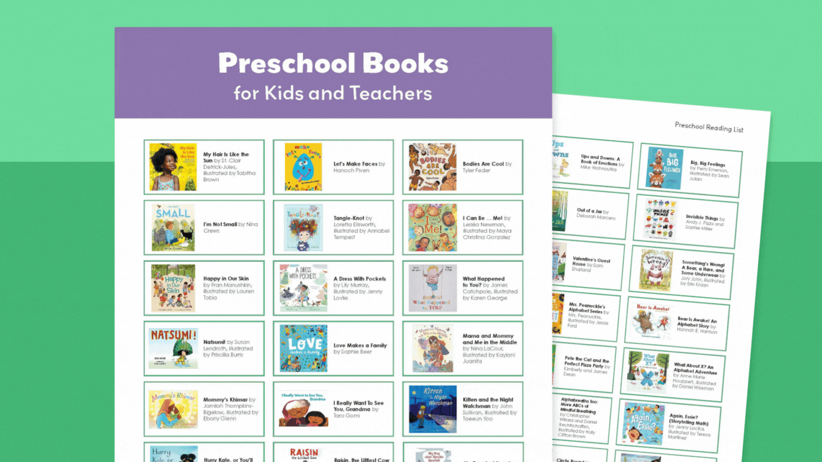 Free Printable Preschool Book List