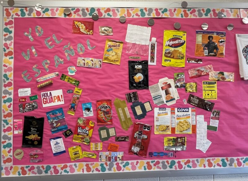 bulletin board bulletin board with products that have works in spanish