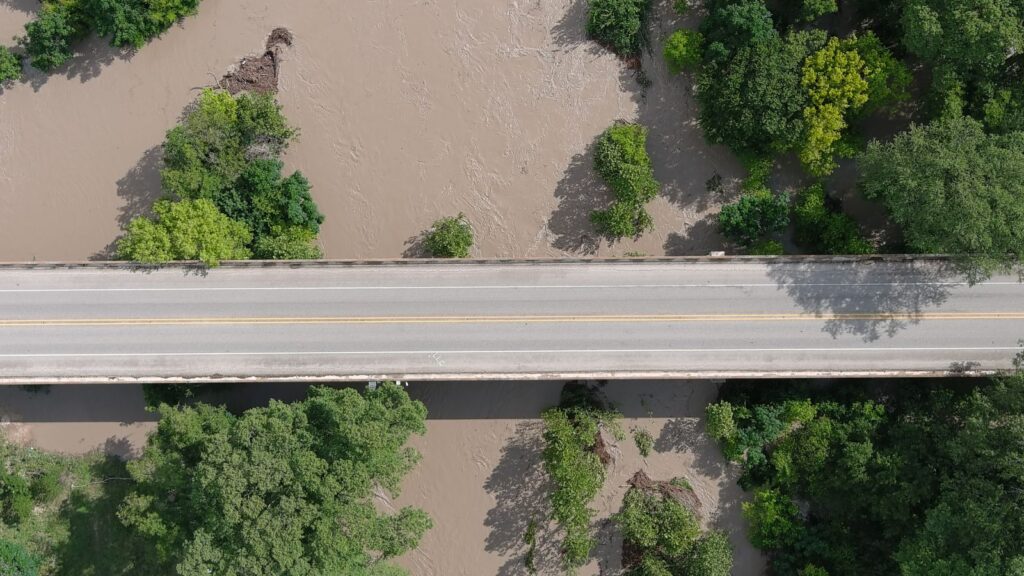 Flooding in Kerr County along highway