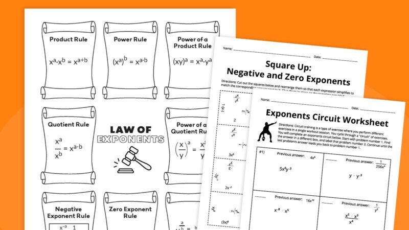 Exponents Anchor Chart & Worksheet