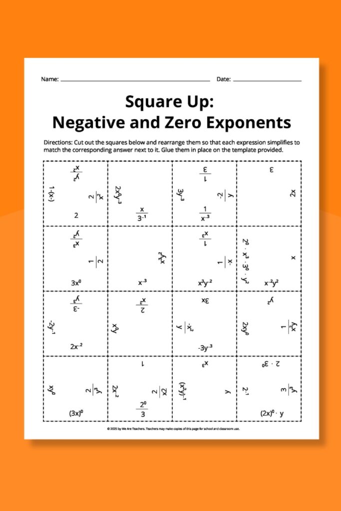 Square Up: Negative and Zero Exponents