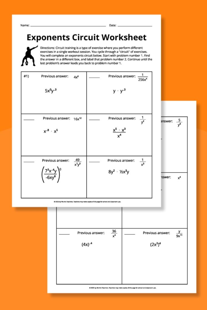 Exponents Circuit Worksheet