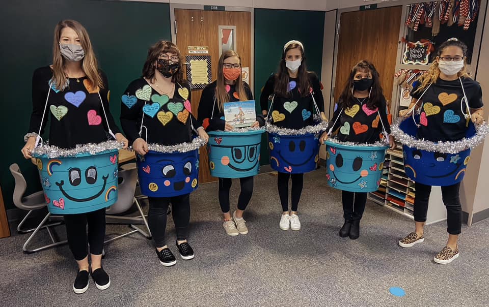 Teachers dressed to represent the book Have You Filled a Bucket Today?