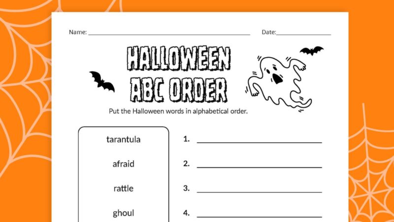 Flat lay of Halloween ABC Order