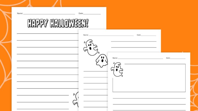 Flat lay of Halloween Writing Paper