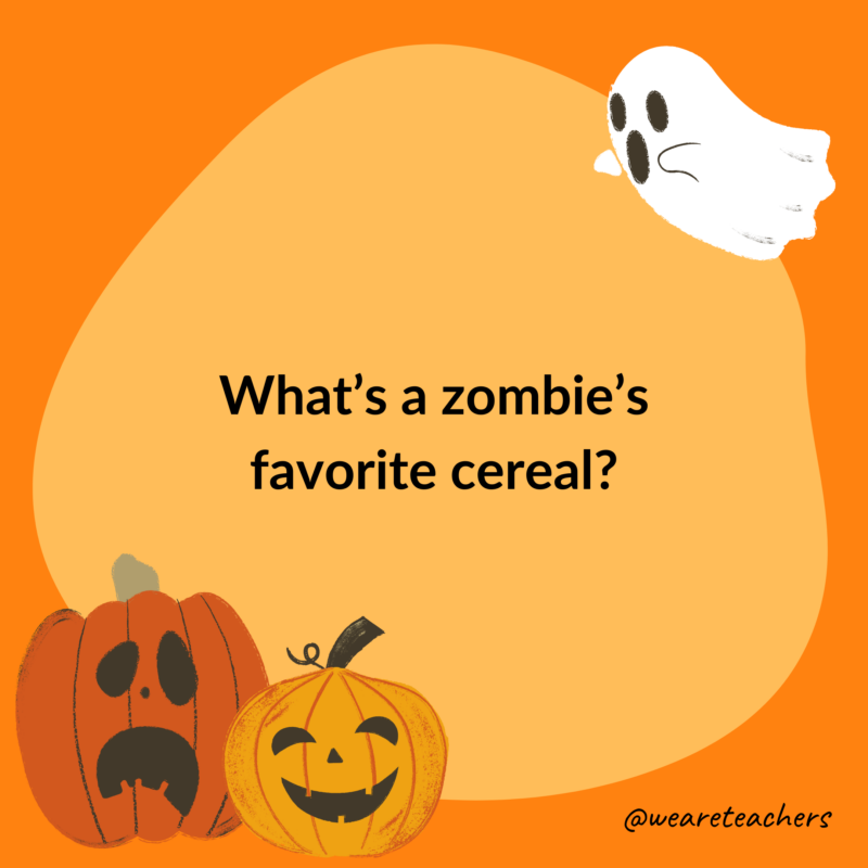 What’s a zombie’s favorite cereal?- halloween jokes for kids