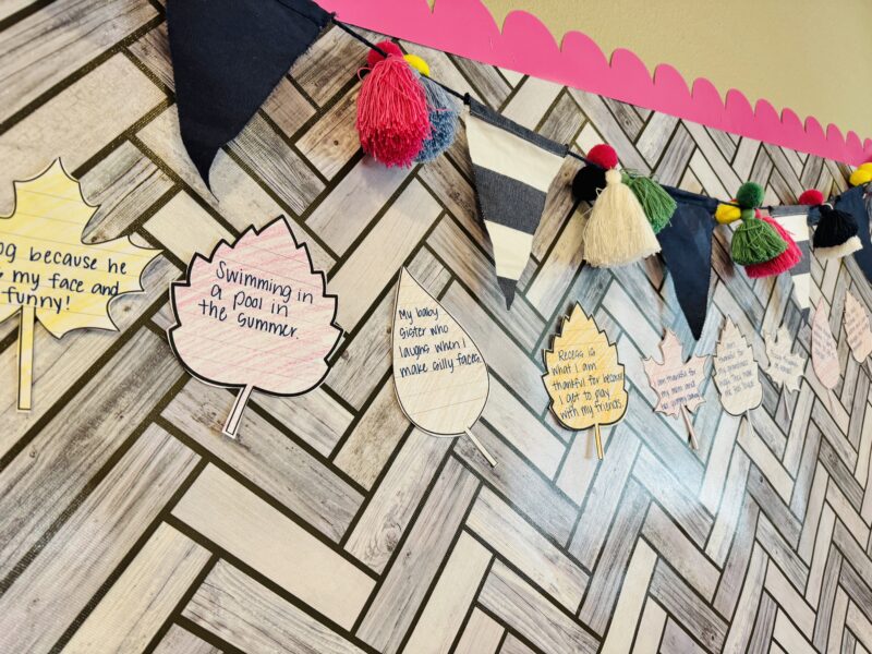 Gratitude Leaf Garland Gratitude Leaf Garland in a classroom
