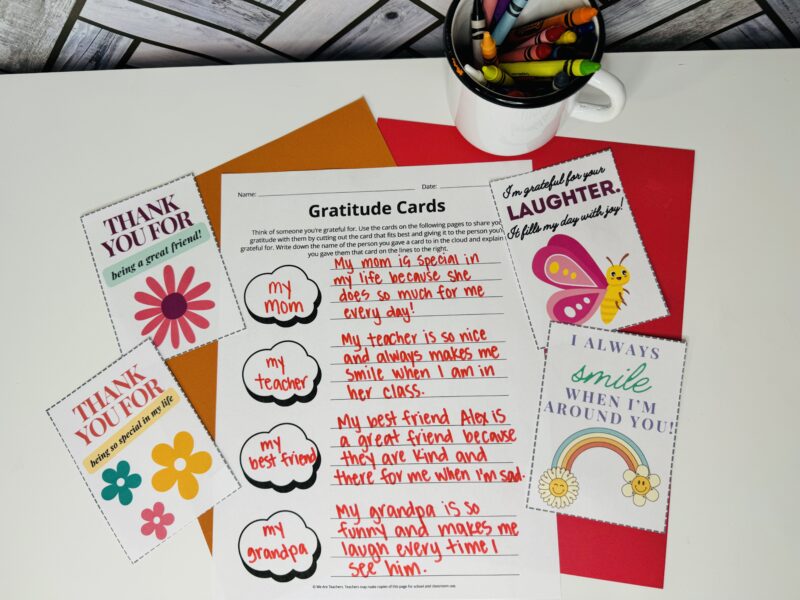 Gratitude Cards Printable gratitude cards activity.