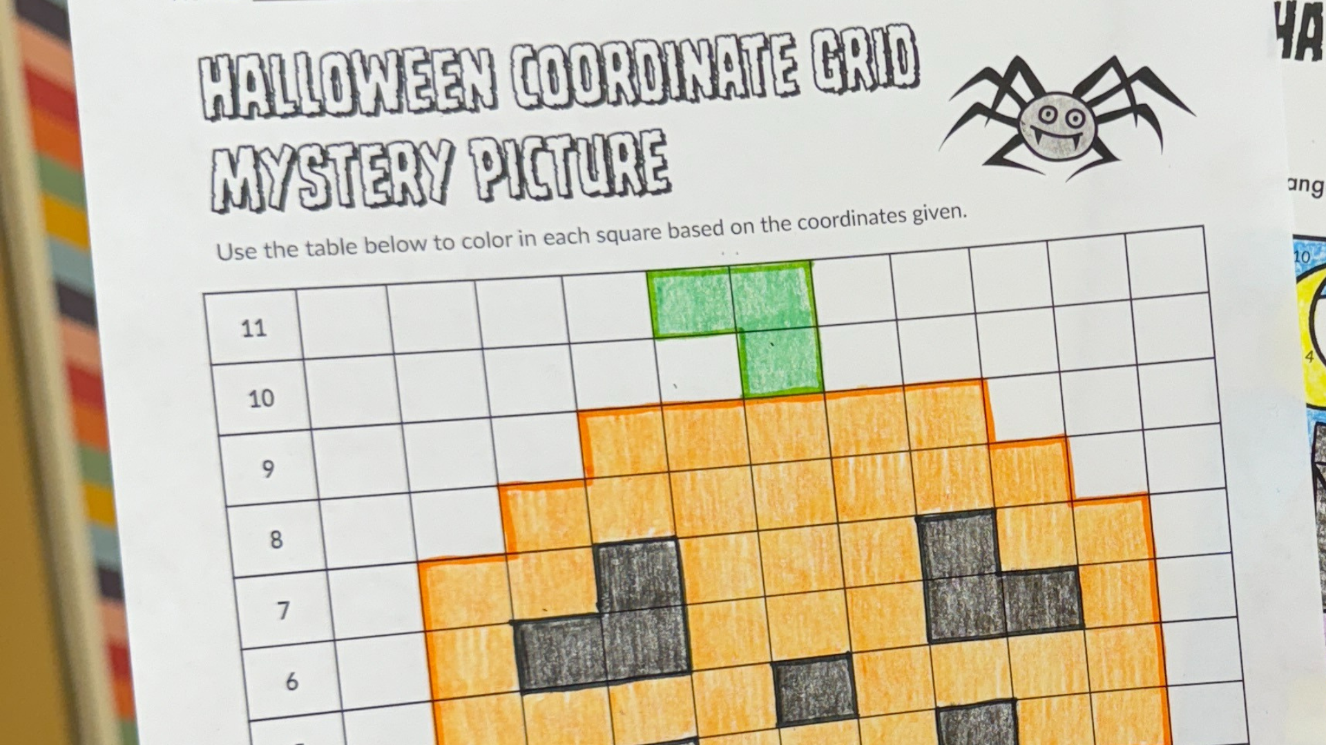 Halloween Coordinate Grid Mystery Picture